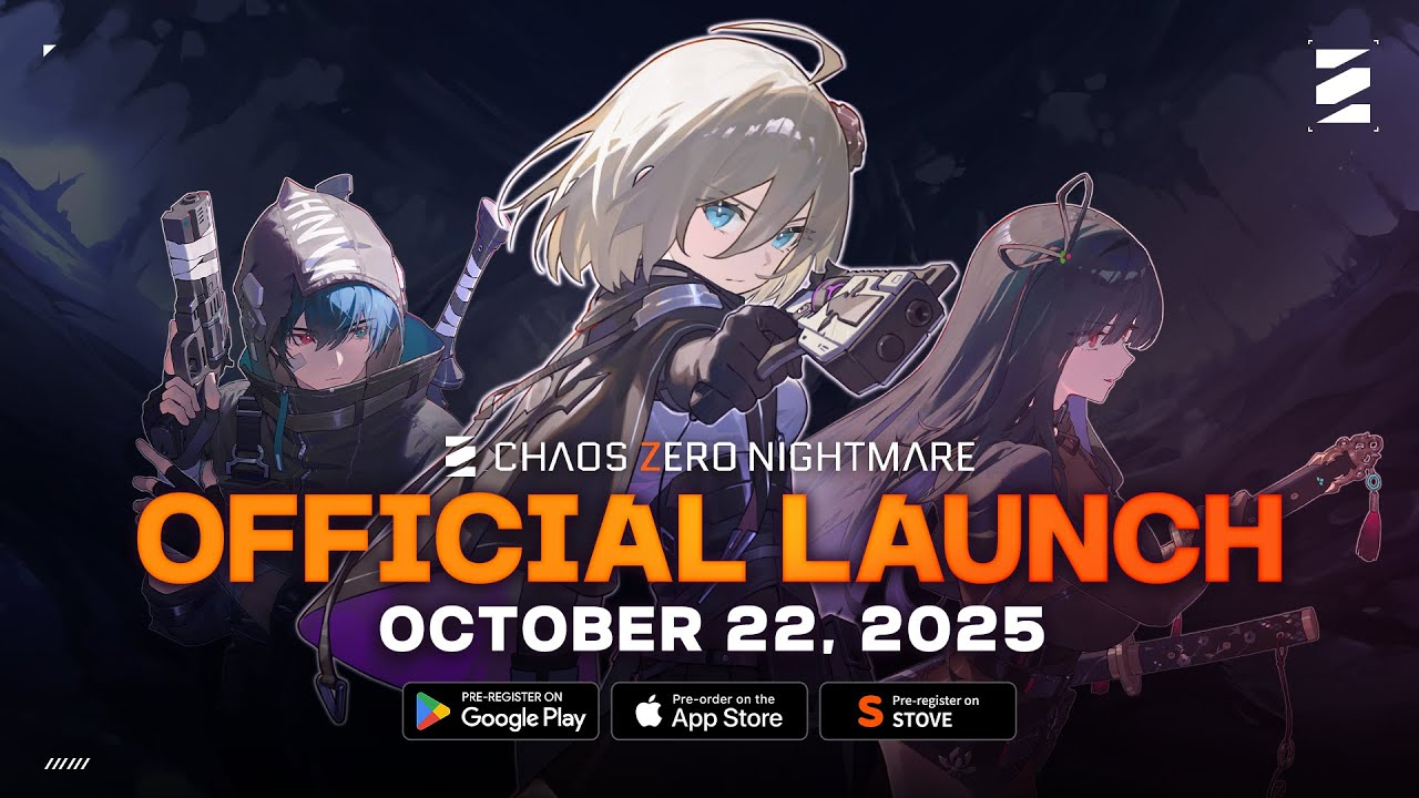 Promotional poster for Chaos Zero Nightmare announcing its official launch on October 22, 2025